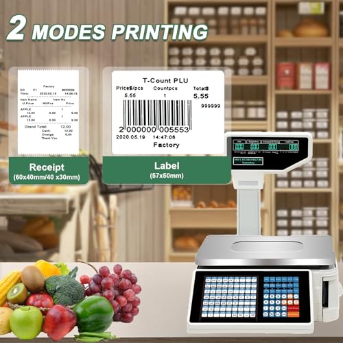 SHEUAO Waagen Zum Drucken Von Etiketten,Digitale Barcode-Waagen,Industrielle Barcode-Waage Mit Edelstahl-Plattform -Ideal Für Fleischereien Und Feinkost A+Cashbox von SHEUAO