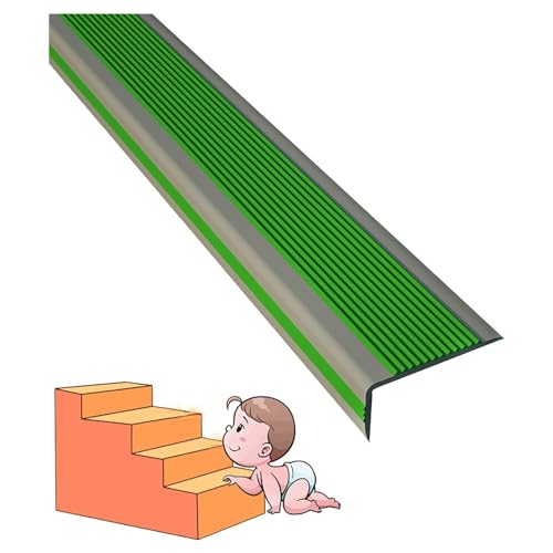 Treppenkantenprofil Kantenschutz PVC-Gummi-Winkel-Stufenkante, wasserdichte, verschleißfeste Treppenkanten-Nasenverkleidung für Treppenstufen im Innen- und Außenbereich 240420(Color:Green,Size:10m/ von SHEVOE