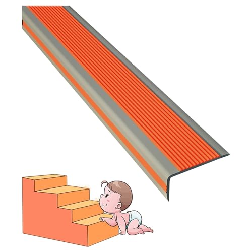 Treppenkantenprofil Kantenschutz PVC-Gummi-Winkel-Stufenkante, wasserdichte, verschleißfeste Treppenkanten-Nasenverkleidung für Treppenstufen im Innen- und Außenbereich 240420(Color:Orange,Size:10m von SHEVOE