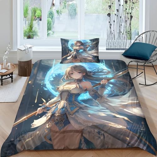 SHEYLE Cute Girl Bettbezug Mit Kopfkissenbezügen Bettdeckenbezug Luxuriös Steppdeckenbezug Schlafhilfe Anime Girl Bettwäsche Garnitur Wärme Zum Schlafen Bedding Sets Single（135x200cm） von SHEYLE