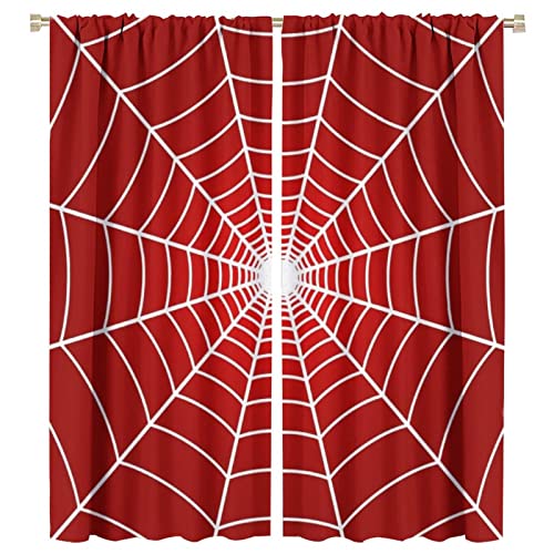 Hero Spinnennetz-Fenstervorhänge für Kinder, weißes Spinnennetz, rote Vorhänge, Verdunkelungsstange, Taschenfenster, Behandlungen für Jungen, Mädchen, Baby, Kinderzimmer, Kleinkind, Kinderzimmer, von SHElifestyle