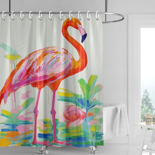 Duschvorhang 150x180 cm Roter Grüner Vogel Shower Curtains Waschbar Polyester Stoff Duschvorhang Wasserdicht Dekoration Shower Curtain mit 12 Haken Duschvorhänge Badewanne von SHFDJTL