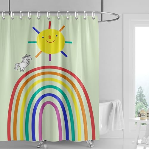 Duschvorhang 180x180 cm Sonnenrot Gelb Shower Curtains Waschbar Polyester Stoff Duschvorhang Wasserdicht Dekoration Shower Curtain mit 12 Haken Duschvorhänge Badewanne von SHFDJTL