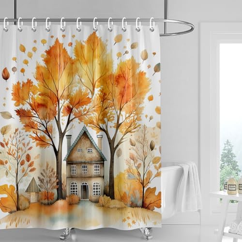 Duschvorhang 90x180 cm Obst Gelb Rot Shower Curtains Waschbar Polyester Stoff Duschvorhang Wasserdicht Dekoration Shower Curtain mit 12 Haken Duschvorhänge Badewanne von SHFDJTL