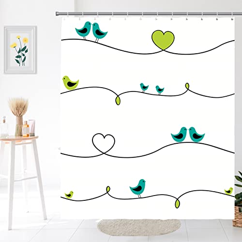 Duschvorhang Grünes Schwarzes Herz Shower Curtains Anti-Schimmel Duschvorhänge Waschbar Duschvorhang Wasserdicht Duschvorhang Badewanne Badvorhang mit 12 Duschvorhängeringen (180x200cm) von SHFDJTL