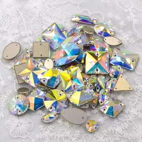 SHFOHGKJ Steintropfen for Nähen, Kristalle, Glaskristalle, AB-Farbsteine, gemischte Form, 50 Stück/Beutel, Flache Rückseite for Kleidung/Hochzeitskleid SHFOHGKJ Steintropfen for Nähen, Kristalle, Glaskristalle, AB-Farbsteine, gemischte Form, 50 Stück/Beutel, Flache Rückseite for Kleidung/Hochzeitskleid von SHFOHGKJ