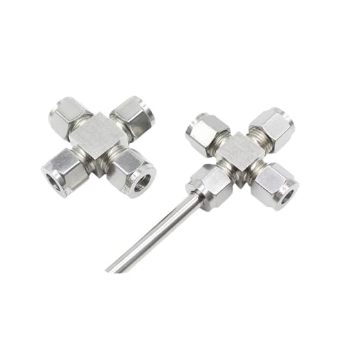 1PC 304 Stainless Steel Double Ferrules 4 Way Cross Fitting 1/4" Tube Coupler Air Compression Fitting von SHFTQXSLAT