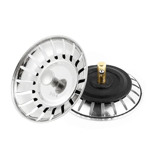 2 Stück Küchenspüle Sieb, Spülbecken Siebkörbchen Edelstahl Spülbecken, Edelstahl Spülbecken Sieb Stopper, Abflussstopfen, Siebkörbchen Spüle,für Exzenter-Bedienung, Küchenspüle Sieb Antiblocking 80mm von SHFYFHS