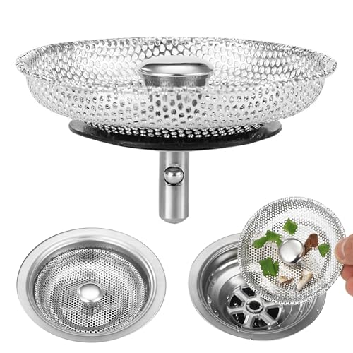 2 Stück Spülbecken Siebkörbchen Edelstahl Spülbecken, Küchenspüle Sieb, Edelstahl Spülbecken Sieb Stopper, Abflussstopfen, Siebkörbchen Spüle,für Exzenter-Bedienung, Küchenspüle Sieb Antiblocking 80mm von SHFYFHS