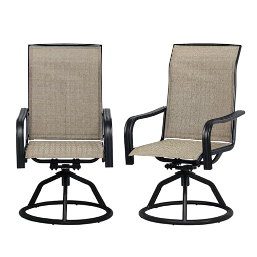 SHGJ&SOFT Terrassen-Esszimmerstühle 2er-Set, Outdoor-Esszimmerstühle mit Allwetter-Textilen-Netz, hohe Rückenlehne, Kippstühle für Deck, Garten und Hinterhof (Braun, 2er-Set) von SHGJ&SOFT