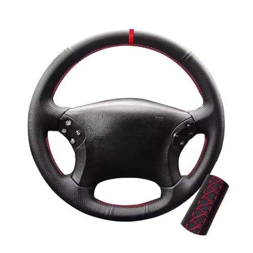 SHGJGH Lenkradhülle Mikrofaser Leder Auto Lenkradbezug Für Mercedes Für Benz Für C-Klasse W203 2001 2002 2003 2004 2005 2006 2007 Lenkradhülle Lenkradschoner(Red Thread) von SHGJGH