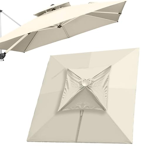 SHGUOMSC 10 FT Freischwinger-Sonnenschirm, quadratisch, 8 Rippen, Ersatzstoff for Terrassenschirm, Ersatzstoff for Sonnenschirmoberteil for Gartenpool(Beige,Single top 3m(10')) von SHGUOMSC