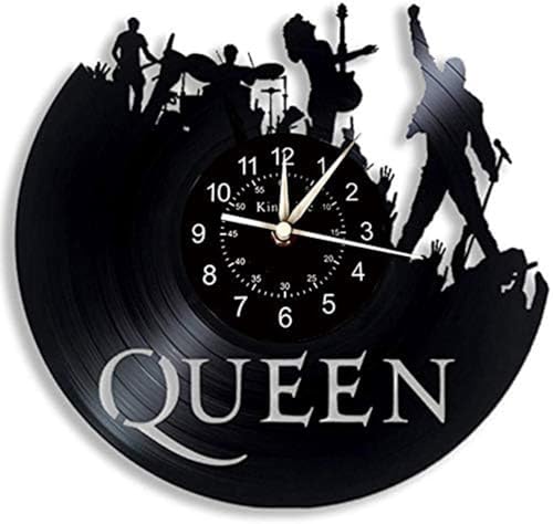 Smotly The Queen Rock Music Band Vinyl Wanduhr, LED 7 Farben Nachtlampe Retro Wanduhr, Wohnzimmer, Küche, einzigartige Geschenke, handgefertigte Heim-Wanddekoration (ohne Licht) von Smotly