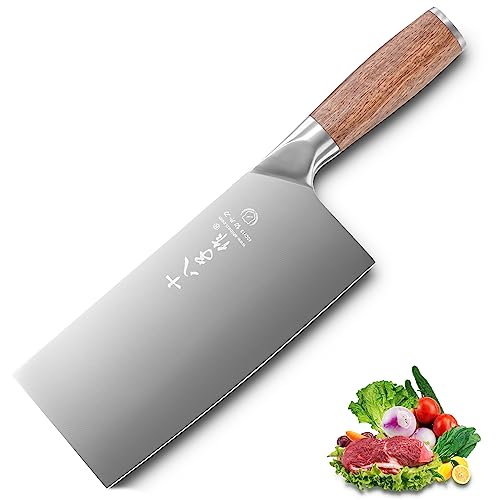SHI BA ZI ZUO 7-Zoll-Edelstahl-Fleisch- und Gemüsemesser mit ergonomischem und stabilem Holzgriff SHI BA ZI ZUO 7-Zoll-Edelstahl-Fleisch- und Gemüsemesser mit ergonomischem und stabilem Holzgriff von SHI BA ZI ZUO