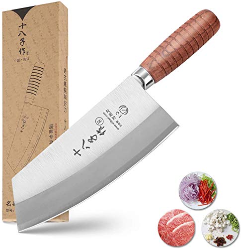 SHI BA ZI ZUO Kochmesser, chinesisches Gemüsebeil für die Küche, erstklassiges 7-Zoll-Edelstahlmesser mit ergonomischem Design, komfortabler Holzgriff SHI BA ZI ZUO Kochmesser, chinesisches Gemüsebeil für die Küche, erstklassiges 7-Zoll-Edelstahlmesser mit ergonomischem Design, komfortabler Holzgriff von SHI BA ZI ZUO
