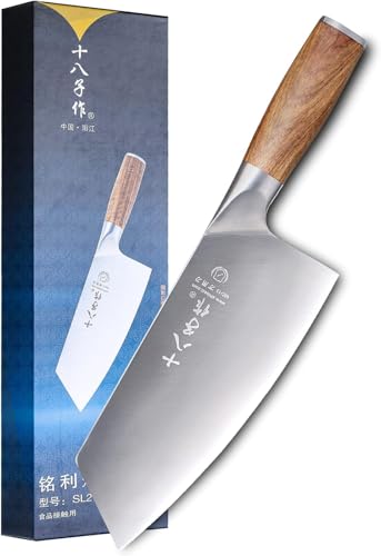 SHI BA ZI ZUO Schlachtermesser,Professionelles Kochmesser Küchenmesser Edelstahl Fleischbeil Messer Ultra-scharfe Klinge mit Anti-Rutsch-Holzgriff von SHI BA ZI ZUO