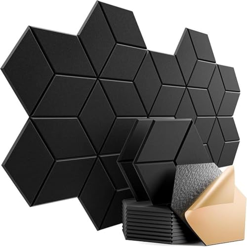 12 x große, sechseckige Filz-Wandbinder für Zuhause, Büro, selbstklebende Pinnwand, schalldicht, Wand-Organizer, DIY-Pinnwand, Heimdekoration (schwarz) von SHIJHUI