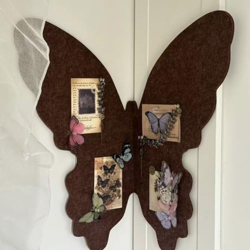 Filz-Pinnwand, 40 x 48 cm, 3D-Schmetterling, dekorative Korktafel, Alternative für Wände, rahmenloses Display, Wandpaneel für Notizen, Fotos, Zeitpläne (Kaffee) von SHIJHUI
