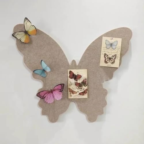 Filz-Pinnwand, 40 x 48 cm, 3D-Schmetterling, dekorative Korktafel, Alternative für Wände, rahmenloses Display, Wandpaneel für Notizen, Fotos, Zeitpläne (Kamel) von SHIJHUI
