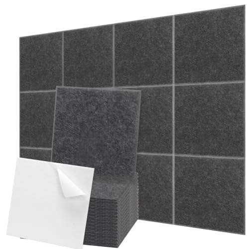 Filz-Wandfliesen, Korktafel, Alternative, 90 x 120 cm, große Filz-Pinnwand, Memo-Foto-Display, Wandpaneel für Zuhause, Büro, schallabsorbierend (dunkelgrau), 12 Stück von SHIJHUI