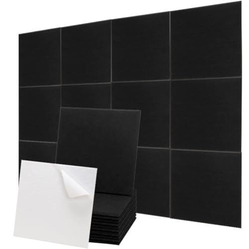 Filz-Wandfliesen, Korktafel, Alternative, 90 x 120 cm, große Filz-Pinnwand, Memo-Foto-Display, Wandpaneel für Zuhause, Büro, schallabsorbierend (schwarz), 12 Stück von SHIJHUI