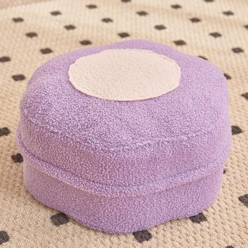 SHIJHUI Waschbarer Teddy-Samt-Fußhocker, Pouf, Ottomane, flauschige Blumenform, Sofa, Fußstütze, Bodenkissen, Wechselschuhhocker, Gästesitz für Wohnzimmer, Lila, 41 x 41 x 20 cm von SHIJHUI