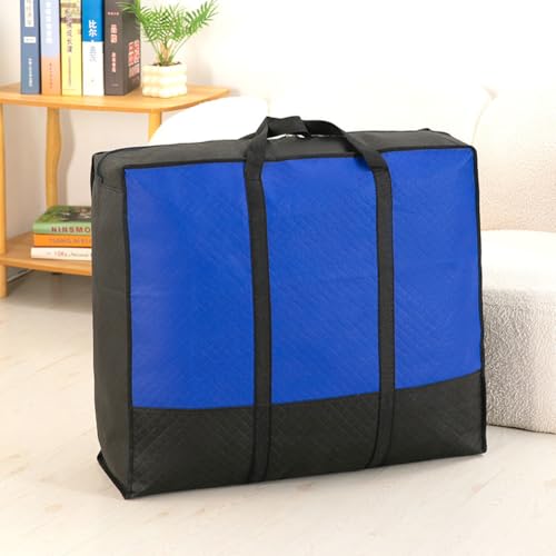 Tröster-Aufbewahrungstasche, Reisetasche, Kleidertasche mit stabilem Reißverschluss und verstärktem Griff für Kleidung, Bettwäsche, Decke, Festival-Dekorationen (Königsblau, 70 x 60 x 23 cm) von SHIJHUI