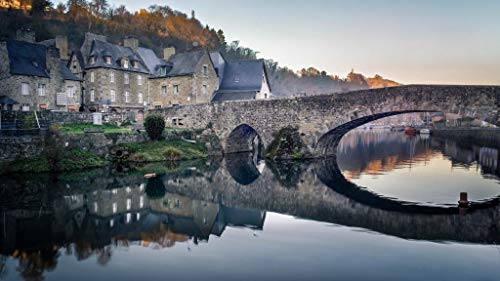 SHILIHOME Frankreich Bretagne Häuser Flussbrücke Malen nach Zahlen DIY einzigartig von SHILIHOME