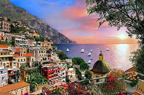 SHILIHOME Landschaft von Positano Italien Malen nach Zahlen DIY Unikat SHILIHOME Landschaft von Positano Italien Malen nach Zahlen DIY Unikat von SHILIHOME