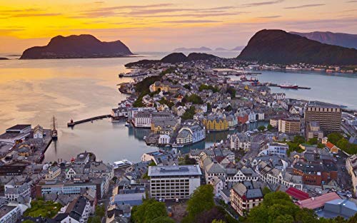 SHILIHOME Norwegen Landschaft am Abend Malen nach Zahlen DIY einzigartig von SHILIHOME