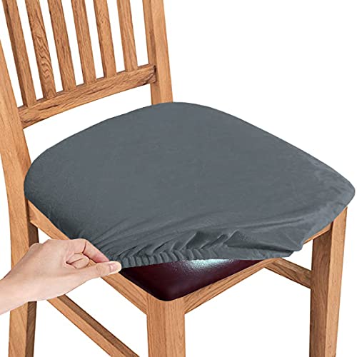 SHILV. HOME Sitzbezüge Aus Samt, Abnehmbarer, Abwaschbarer, Gepolsterter Sitzkissenbezug Mit Krawatten, Schonbezüge Für Möbelschutz Für Esszimmer, Küche (Grau,Set of 4) von SHILV. HOME