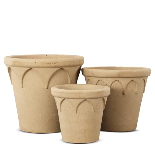 SHIMOST Weiße Blumentopf Übertopf aus Keramik 100% natürlichem Töpferton in Handarbeit mit Abflussloch (3er Set) von SHIMOST