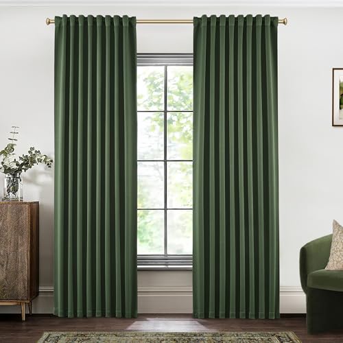 SHINELAND Rustikale Boho-Verdunkelungsvorhänge, 2 Paneele, 228 cm lang, Plissierte Schlaufen auf der Rückseite, MCM Mid Century, Moderne Vorhänge für Wohnzimmer, Schlafzimmer von SHINELAND