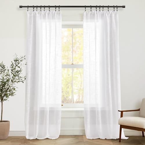 SHINELAND Transparente Vorhänge aus Kunstleinen, 213 cm lang, 2 Paneele, durchsichtig, fließend, leicht, für Wohnzimmer, Schlafzimmer, 213 cm lang SHINELAND Transparente Vorhänge aus Kunstleinen, 213 cm lang, 2 Paneele, durchsichtig, fließend, leicht, für Wohnzimmer, Schlafzimmer, 213 cm lang von SHINELAND