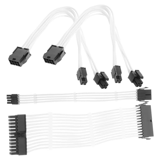 SHINEOFI 1 Satz Kabelverlängerungsset für Pc Teiliges mit Langen Weißen Stromversorgungskabeln Einschließlich Pin Pin und Pci mit Kabelmanagement und Superweichem Kompatibel mit Netzteilen von SHINEOFI