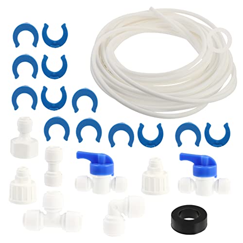 SHINEOFI 1 Satz Teiliges Wasserleitung Anschlussset für Kühlschrank und Wasserfilter Schläuche Wasserventil Adapter und Clips Kompatibel mit Wasserreinigern und Trinkbrunnen von SHINEOFI