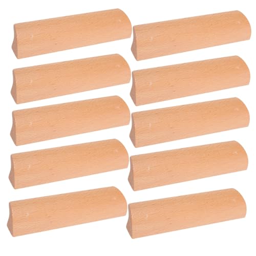 SHINEOFI 10 Stück Griff aus Massivholz Holzschrankgriffe Ersatz für Möbelschubladen Holzschublade zieht Schubladengriffe Griffe für Küchenschränke Kabinettstürgriffe Möbel zieht Buche Khaki von SHINEOFI