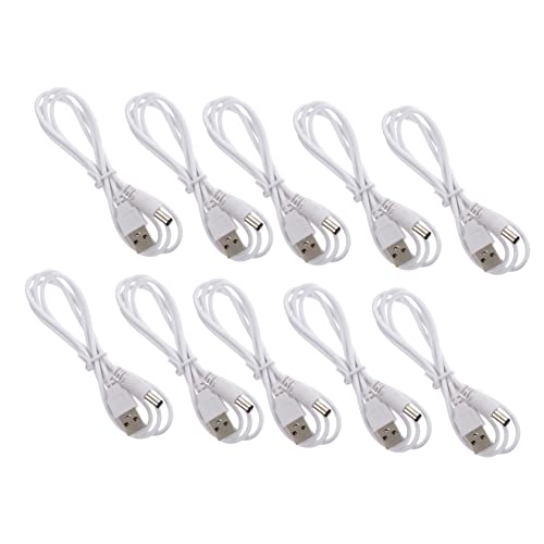 SHINEOFI 10 Stück Teiliges USB zu Dc Ladekabel Weiß Stabile Schnellladung Kompatibel mit Tischlampen Lüftern USB Hub Kompakt und Leicht Ersatzladegerät für Verschiedene Geräte von SHINEOFI