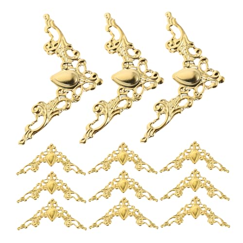 SHINEOFI 100 Stück Vintage -Metalldekoration Eckschutz Eckenschützer Dekorative Möbel Eckkantenklammern Fotoeckenschutz Aus Metall Buchecken Aus Metall Eckenschutz Für Ordner Eisen Golden von SHINEOFI