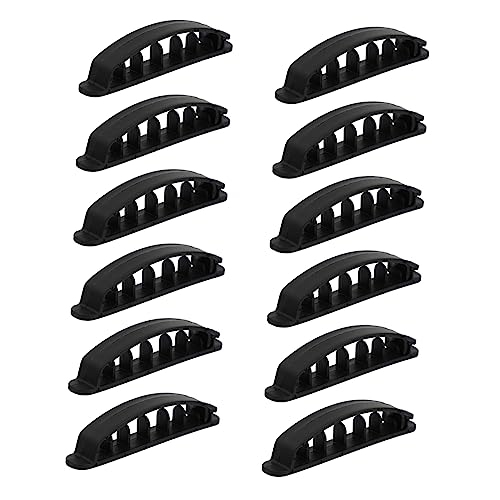 SHINEOFI 12 Stück Teiliges Kabelmanagement Organizer mit Fach Kabelclips Selbstklebend Vielseitig Einsetzbar für Schreibtisch Netz USB und Audiokabel Einfache Installation für Ordentliche von SHINEOFI