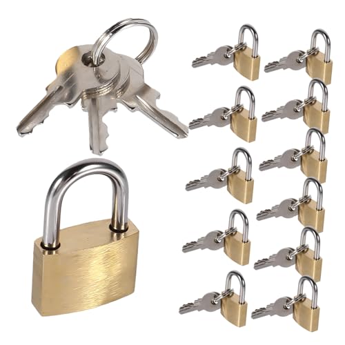 SHINEOFI 12 Stück Teiliges Mini Kupfer-vorhängeschloss mit Schlüssel Robustes Reiseschloss für Koffer Rucksäcke Tagebücher und Boxen Tragbares Sicherheits-schloss für Gepäck und SHINEOFI 12 Stück Teiliges Mini Kupfer-vorhängeschloss mit Schlüssel Robustes Reiseschloss für Koffer Rucksäcke Tagebücher und Boxen Tragbares Sicherheits-schloss für Gepäck und von SHINEOFI
