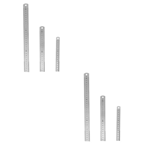 SHINEOFI 2 Sätze Doppelseitiges Abgestuftes Lineal Gerades Lineal Aus Stahl Backlineal Maschinisten Und Ingenieurlineal Schullineale Stahllineal Lineal Mit Gerader 3 Stücke * 2 von SHINEOFI