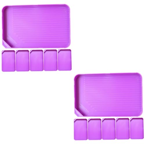 SHINEOFI 2 Sätze Siebscheibe Tabletts Tablett-Organizer Abteil Ablage Tablett Kunststoffpaletten Werkzeug Schmuckperlentablett Schmuck Diamantbrett Plastik Violett 6 Stück * 2 von SHINEOFI