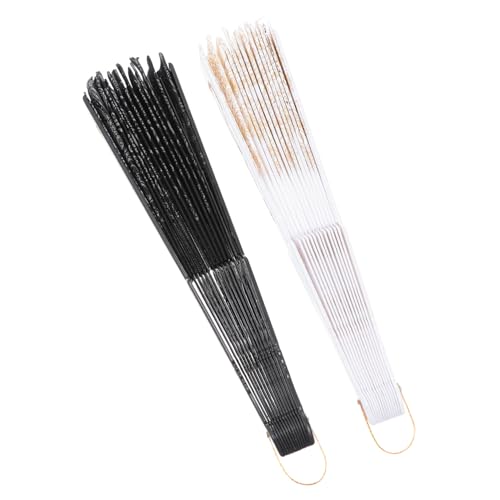 SHINEOFI 2 Stück Chinesischer Faltfächer Handfächer Retro Stil Elegant Robust Für Tanz Dekoration Alltag Sommer Hitze Luftzug von SHINEOFI