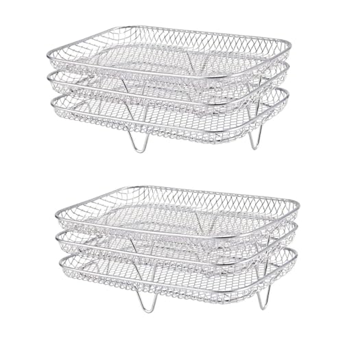 SHINEOFI 2 Stück Dörrgestell für Heißluftfritteuse Dreischichtiges Grillregal Stapelbar Platzsparend für Obst und Verarbeitung Robustes Design Zubehör für Air Fryer SHINEOFI 2 Stück Dörrgestell für Heißluftfritteuse Dreischichtiges Grillregal Stapelbar Platzsparend für Obst und Verarbeitung Robustes Design Zubehör für Air Fryer von SHINEOFI