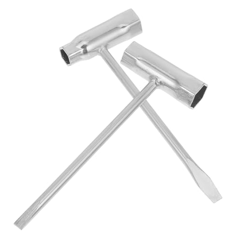 SHINEOFI 2 Stück Teiliges Kettensägen Steckschlüssel aus Stahl T wrench mit Doppeltem Steckschliff für Zündkerzen und Schlitzschrauben Robustes Einstellwerkzeug Kompatibel mit Rasenmähern von SHINEOFI