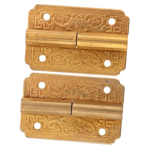 SHINEOFI 2 Stück Teiliges Messing scharnier Retro Stil Langlebige Box Scharniere für Holzboxen Einfache Montage Dekorative Vintage Möbelbeschläge für Schmuckkästen und Möbelrestauration von SHINEOFI