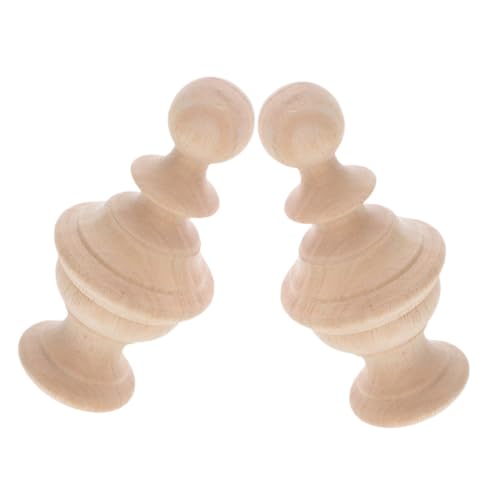 SHINEOFI 2 Stück Unbehandelte Handlauf Endstücke Bettpfosten Dekoration Robuste Holzfinials für Treppen und Möbel von SHINEOFI