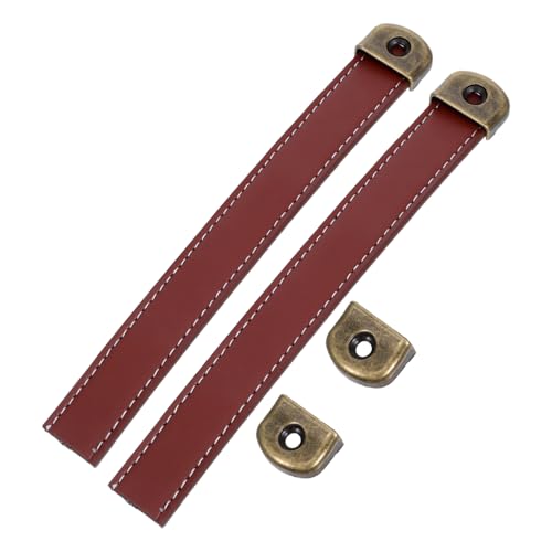 SHINEOFI 2 Stück Vintage PU Ledergriffe Braun Ergonomische Möbelgriffe für Kommode Schrank Tür Vintage Stil Strap Türgriffe Vielseitig als Koffer und Schubladengriffe von SHINEOFI