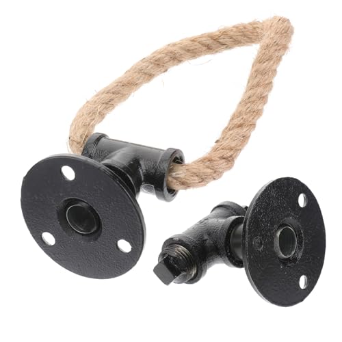 SHINEOFI 2 Stück Vintage Schrankgriffe aus Eisen mit Hanfseil Kleine Retro Türgriffe für Möbel Einfache Montage Langlebig und Dekorativ Schwarz für Küchenschränke SHINEOFI 2 Stück Vintage Schrankgriffe aus Eisen mit Hanfseil Kleine Retro Türgriffe für Möbel Einfache Montage Langlebig und Dekorativ Schwarz für Küchenschränke von SHINEOFI